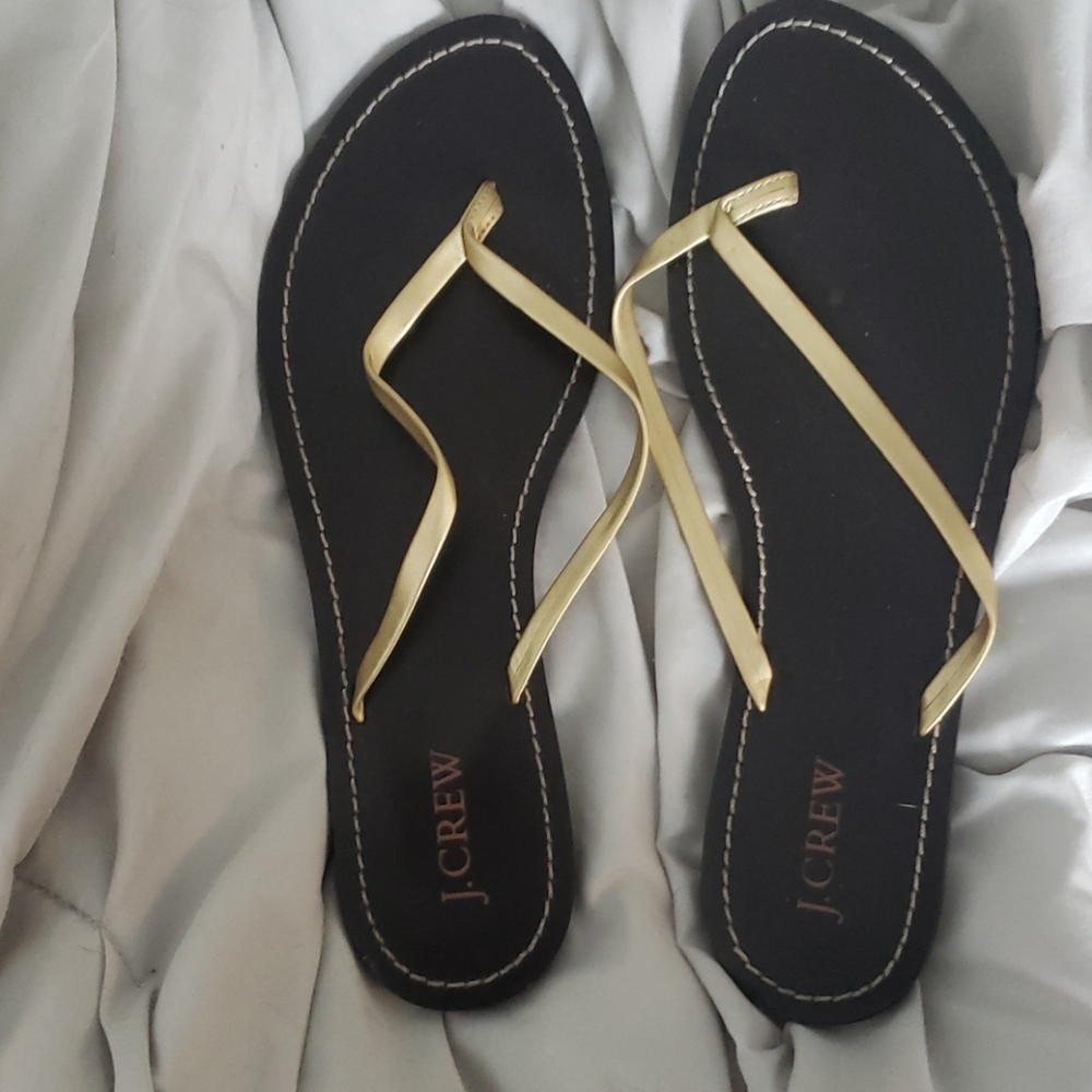 J. Crew Gold Flip Flops